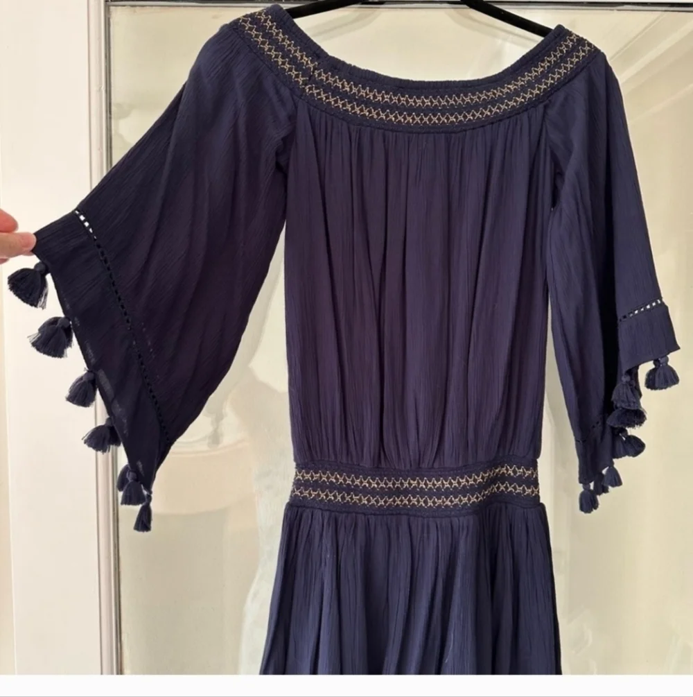 Lilly Pulitizer Joelle Navy Blue off the shoulder Minidress with XXS - Picture 4 of 11